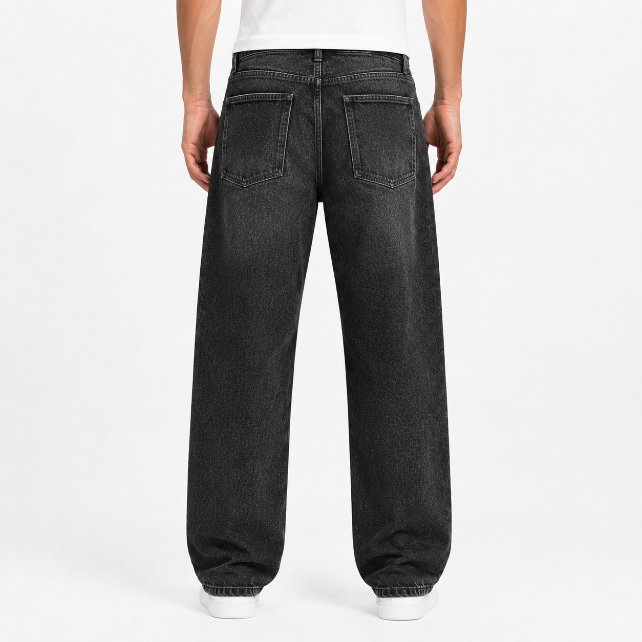 Black Washed Wide-Leg Jeans