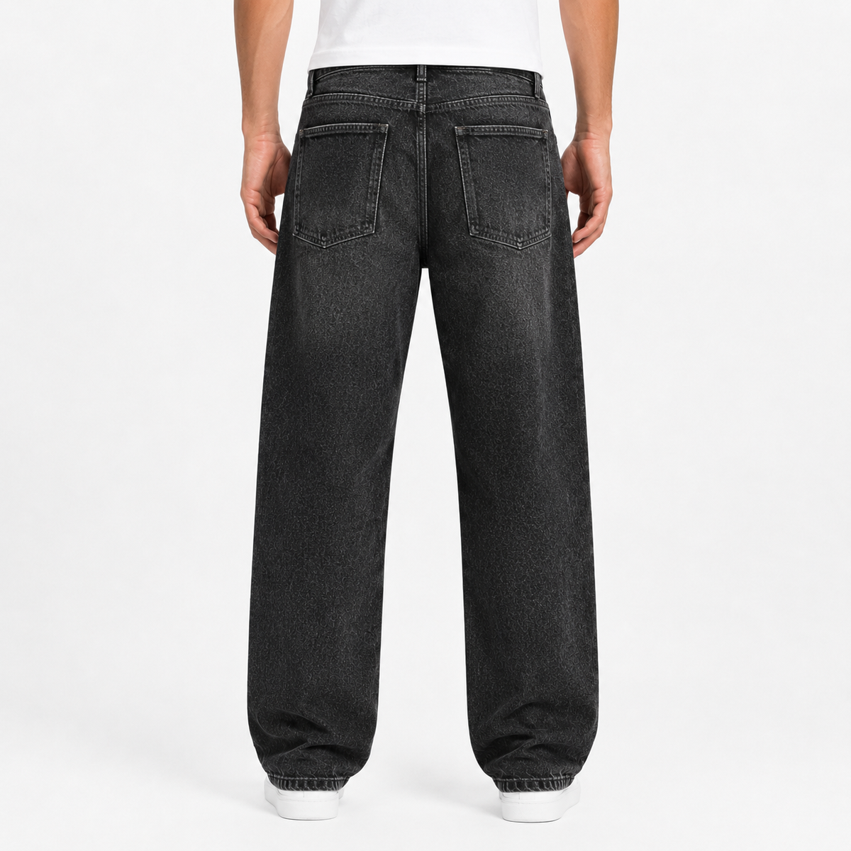 Black Washed Wide-Leg Jeans