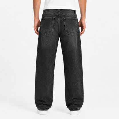 Black Washed Wide-Leg Jeans