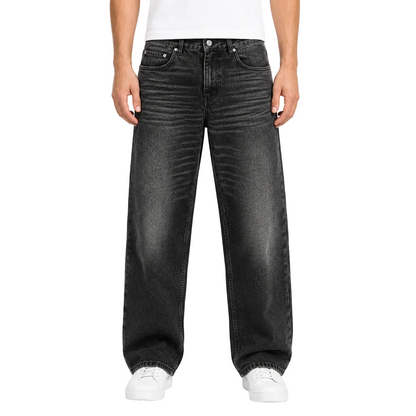 Black Washed Wide-Leg Jeans