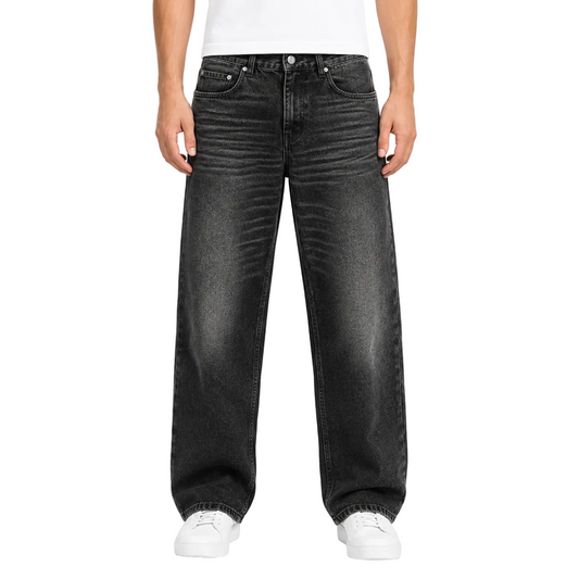 Black Washed Wide-Leg Jeans