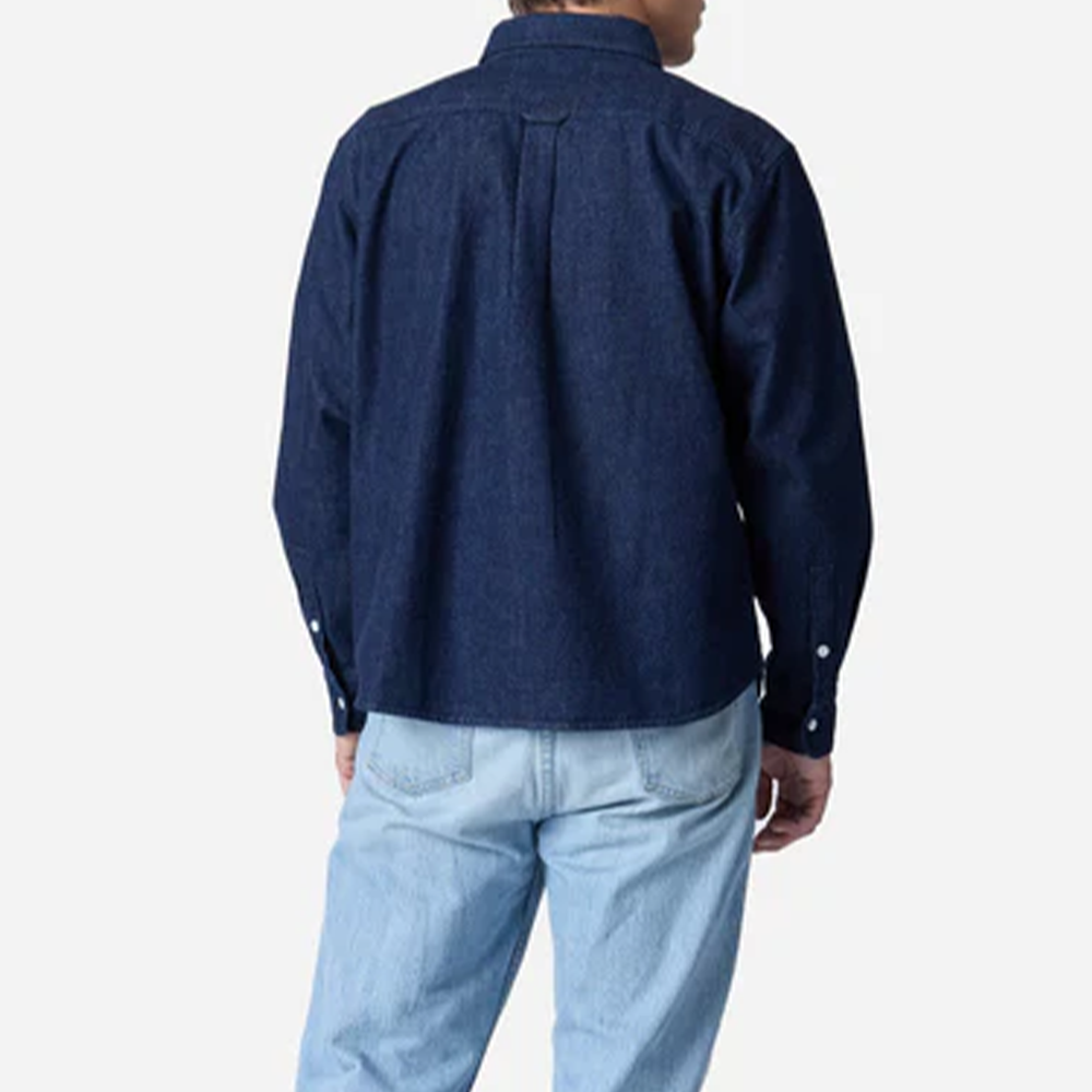 Dark Indigo Denim Shirt with Button-Down Collar