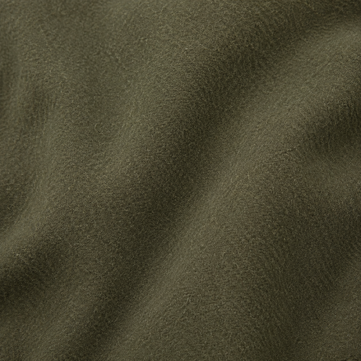 Olive Green Snap-Front Jacket with Striped Ribbed Trim