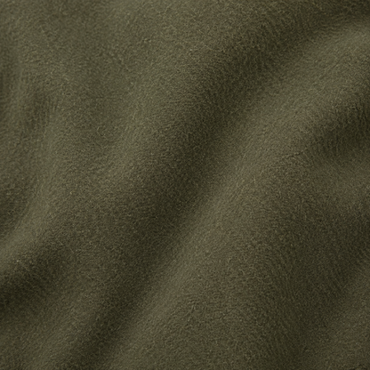 Olive Green Snap-Front Jacket with Striped Ribbed Trim