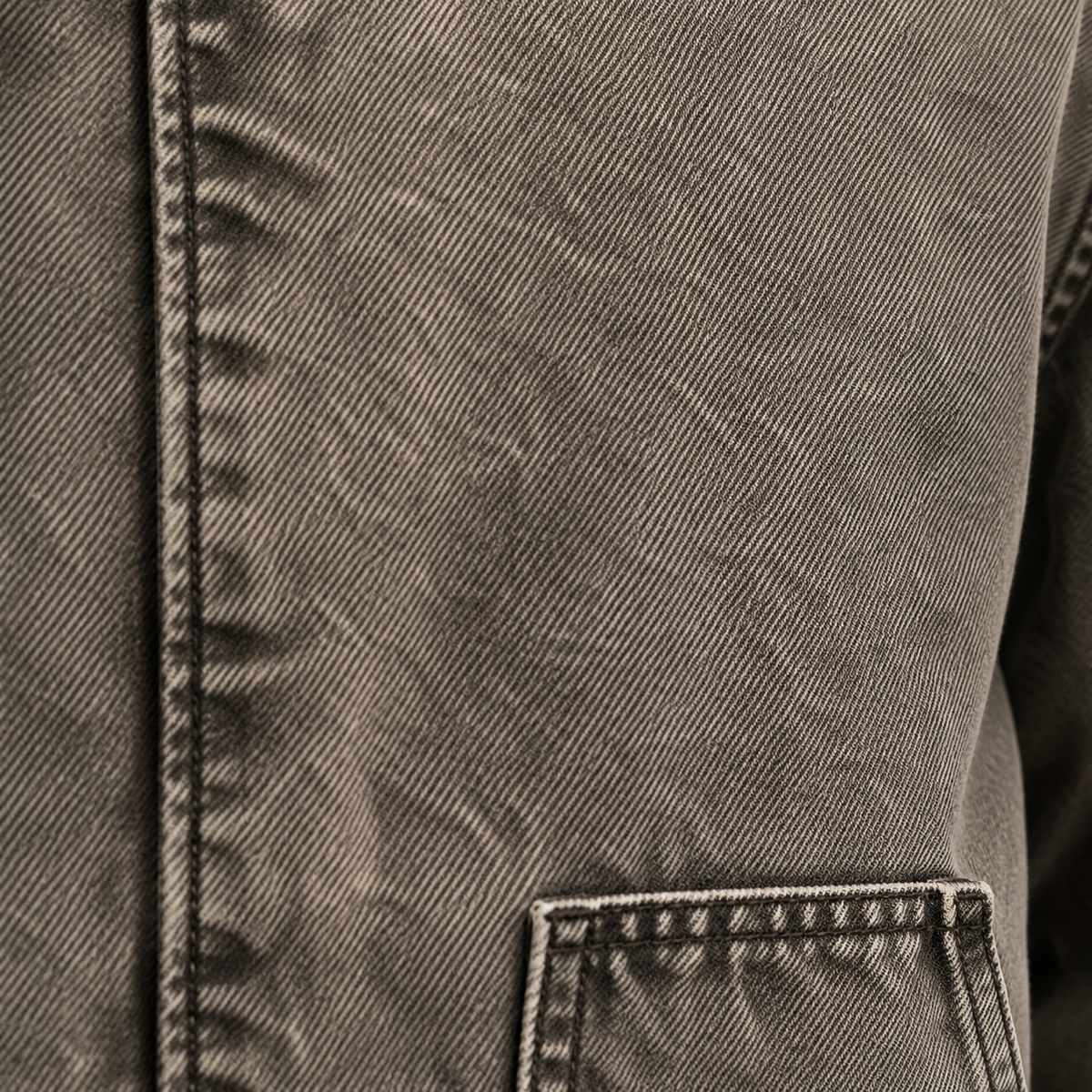Washed Taupe Workwear Jacket with Oversized Front Pockets