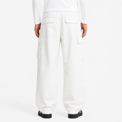 White Wide-Leg Cargo Pants