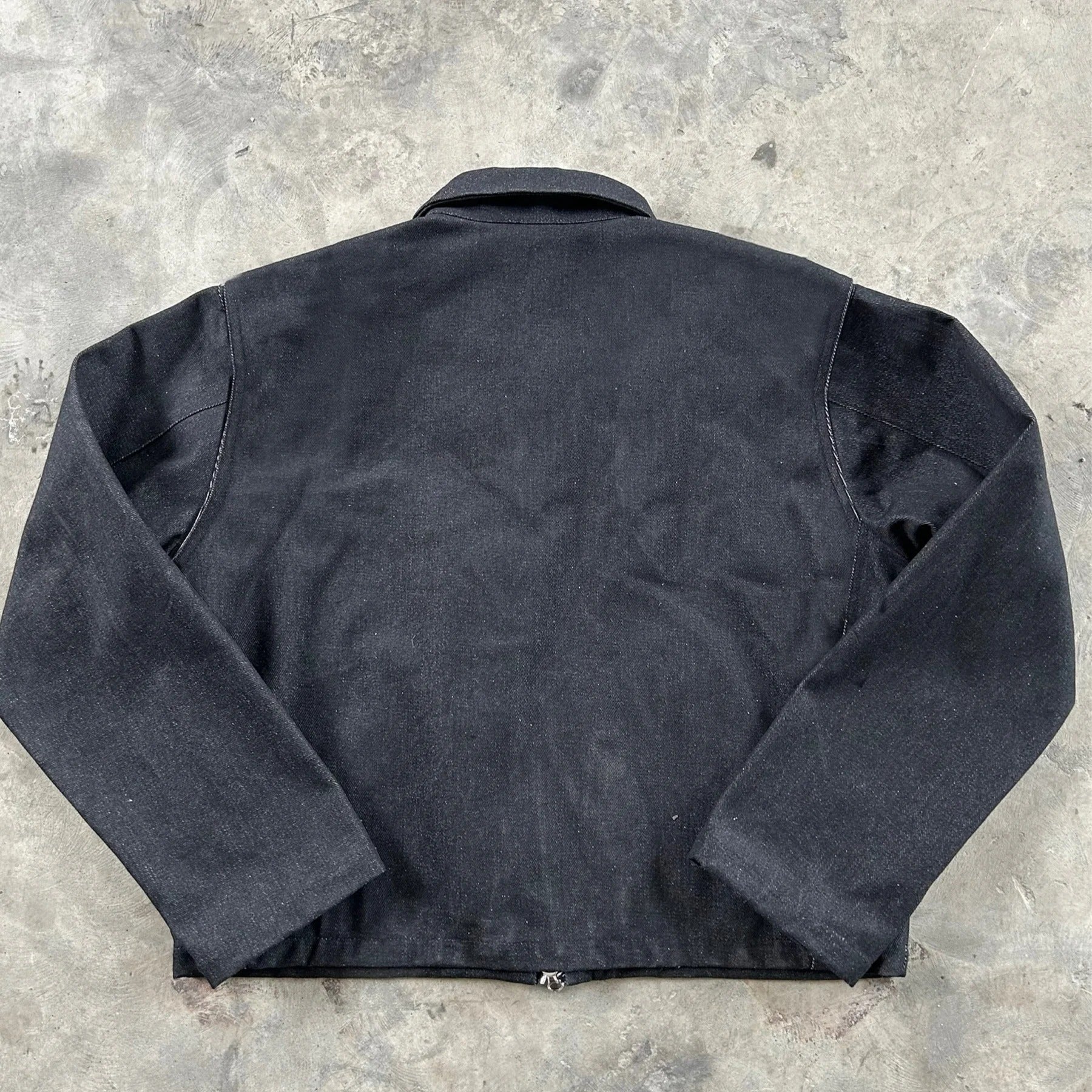 Black Denim Jacket with Metal Clasp Front Closure