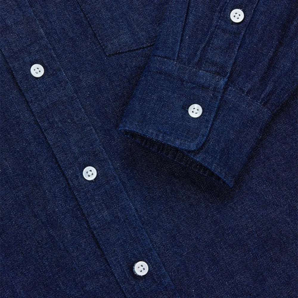 Dark Indigo Denim Shirt with Button-Down Collar
