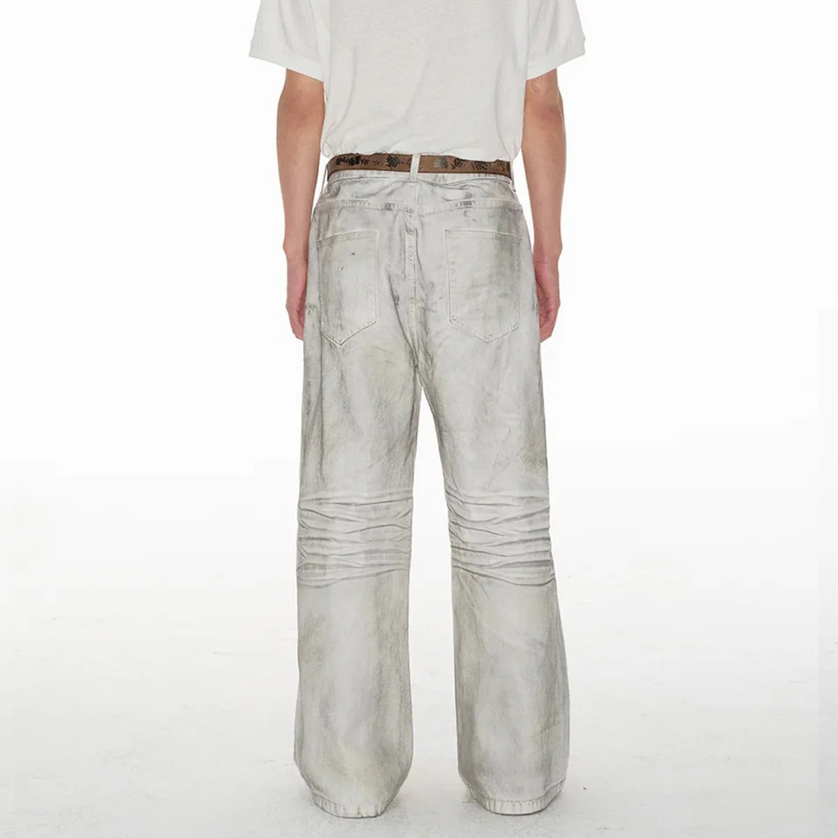Off-White Wide-Leg Jeans with Smudged Wash Effect